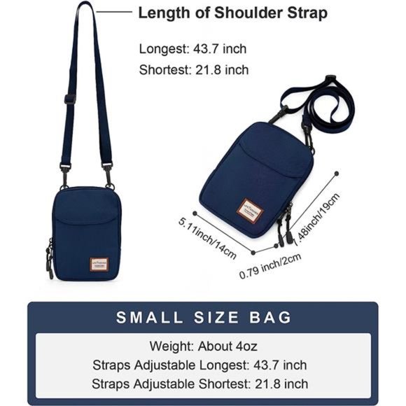 Small Crossbody Bag for Men, Mini Messenger Bag Shoulder Bag for Phone Passport - Picture 5 of 7